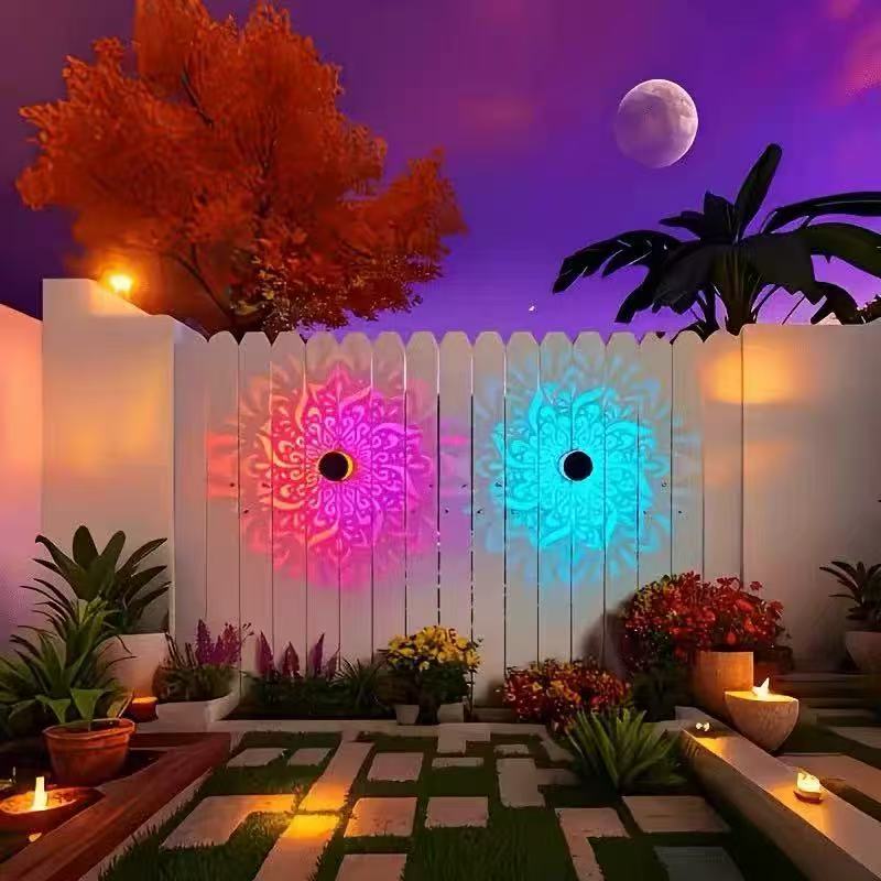 Outdoor LED Garden Wall Projector Solar Lights - Mandala Pattern Effect Lighting FoneFunShop