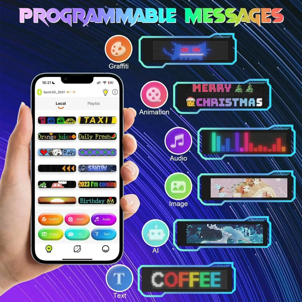 Flexible LED Sign Board Display Programmable with Smart App 33x20cm FoneFunShop