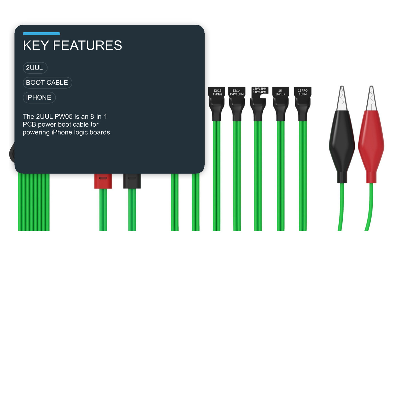 2UUL PW05 PCB Power Boot Cable 8 in 1 For iPhone 8 to 16 Pro Max DC Power Supply Phone Repair Tool FoneFunShop