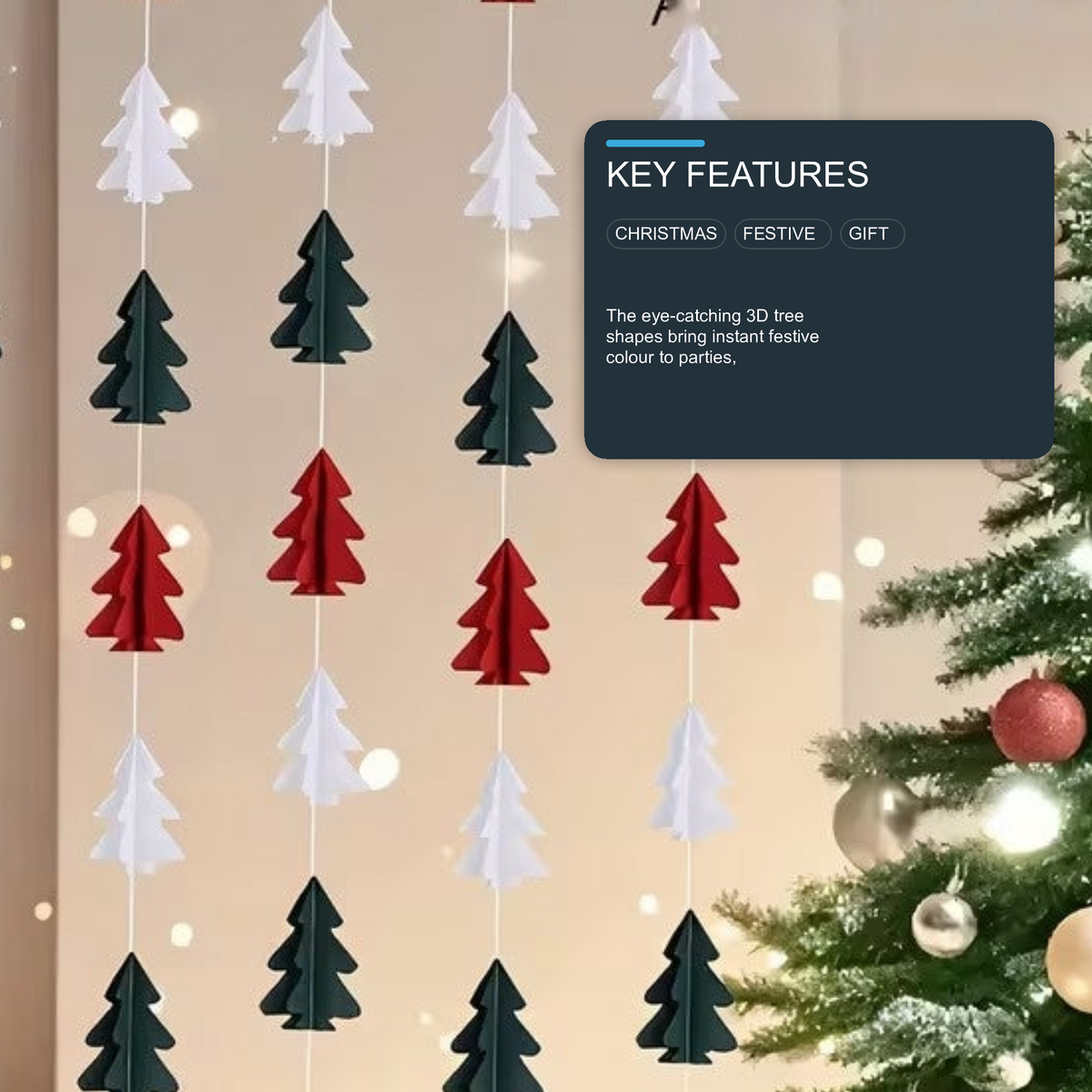 3D Christmas Tree Paper Garland Multi-Colour Hanging Party Decorations - 10PCS Christmas FoneFunShop