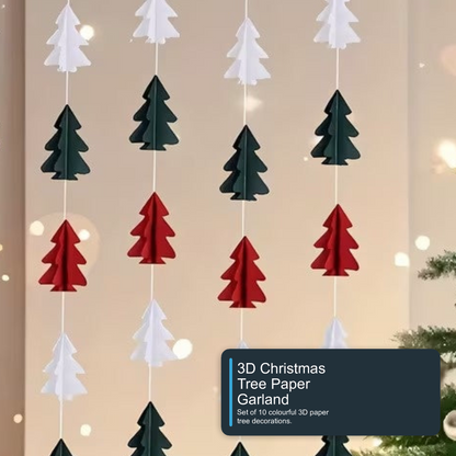 3D Christmas Tree Paper Garland Multi-Colour Hanging Party Decorations - 10PCS Christmas FoneFunShop
