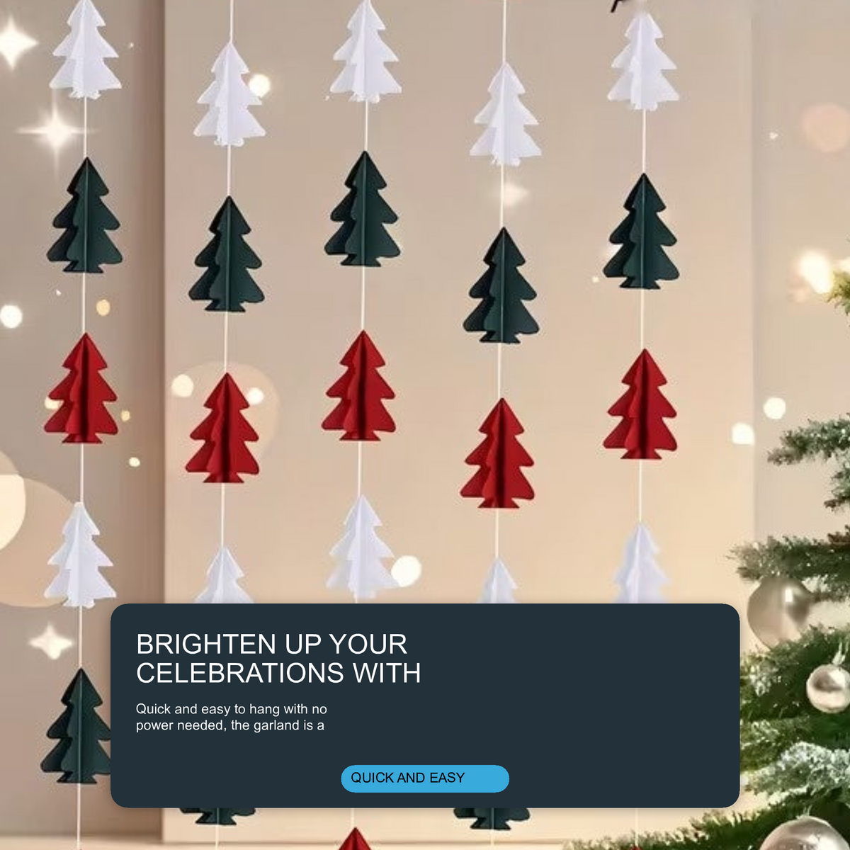 3D Christmas Tree Paper Garland Multi-Colour Hanging Party Decorations - 10PCS Christmas FoneFunShop
