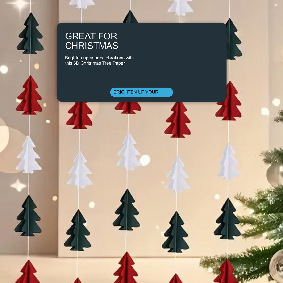 3D Christmas Tree Paper Garland Multi-Colour Hanging Party Decorations - 10PCS Christmas FoneFunShop