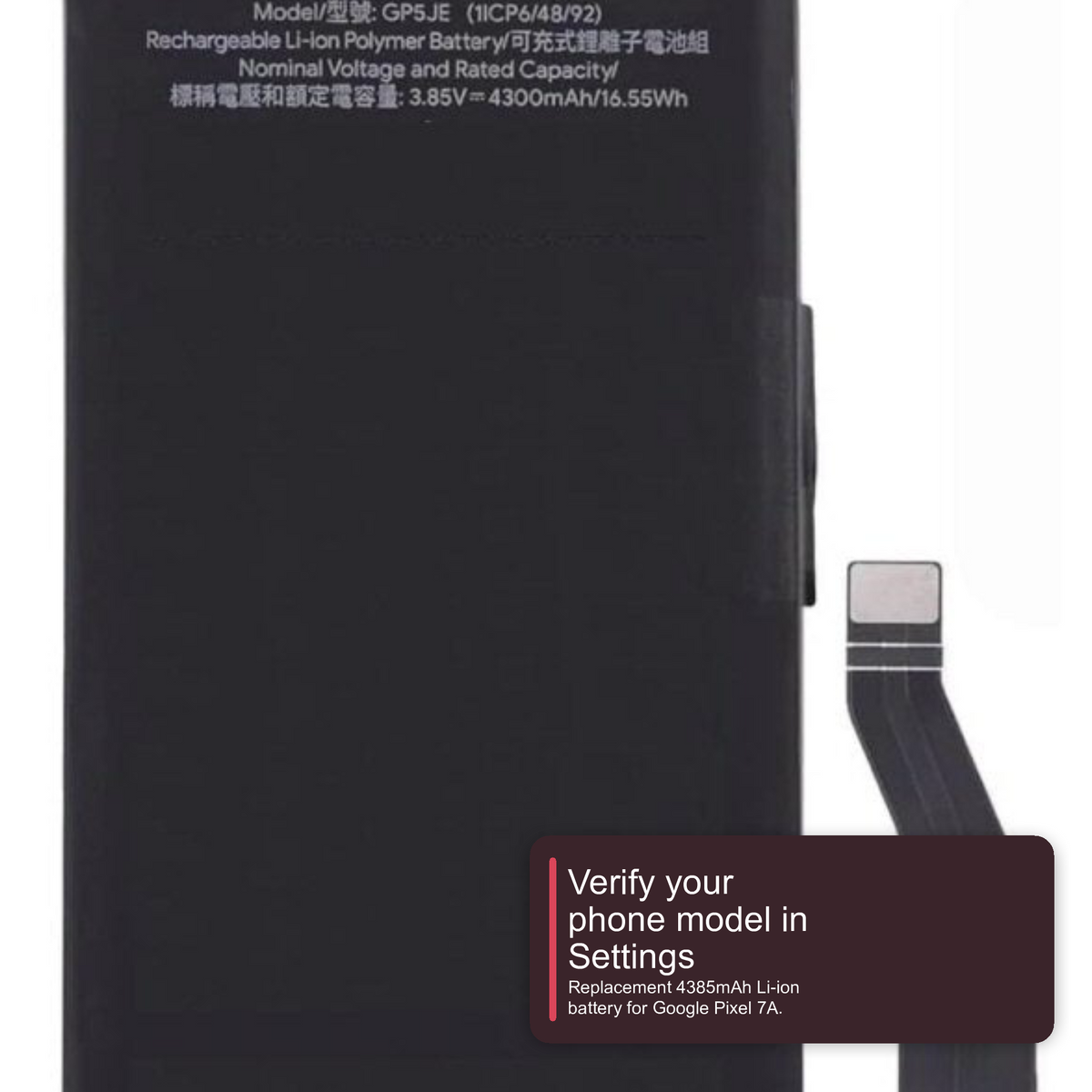 Replacement Battery for Google Pixel 7A 4385mAh Battery FoneFunShop