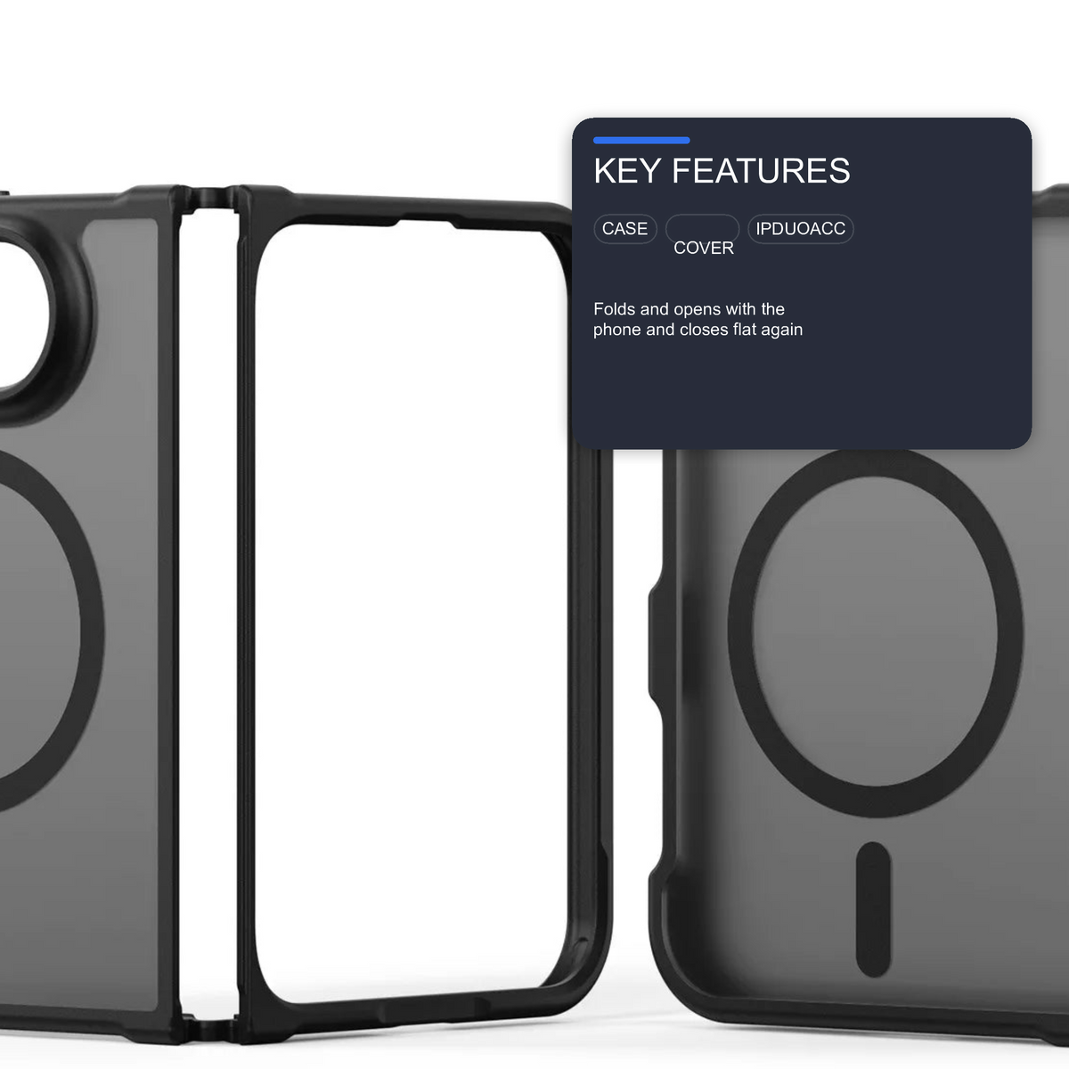 Black Case For iPhone Duo Magnetic Charging Front and Back Clamshell Case Cover FoneFunShop