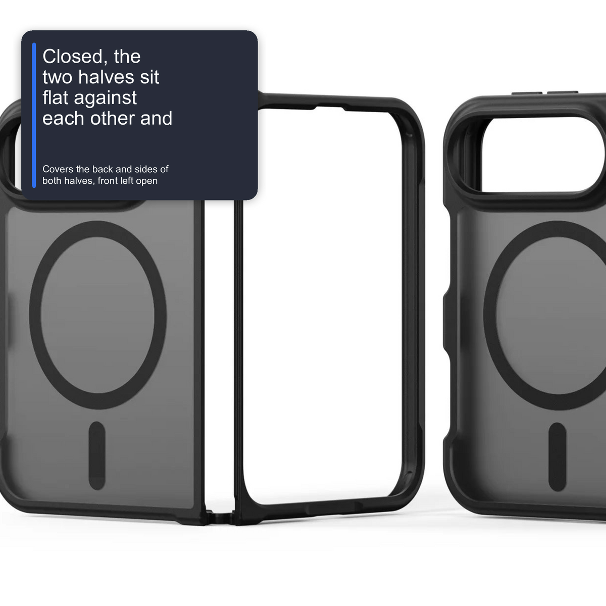 Black Case For iPhone Duo Magnetic Charging Front and Back Clamshell Case Cover FoneFunShop