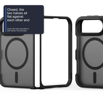 Black Case For iPhone Duo Magnetic Charging Front and Back Clamshell Case Cover FoneFunShop
