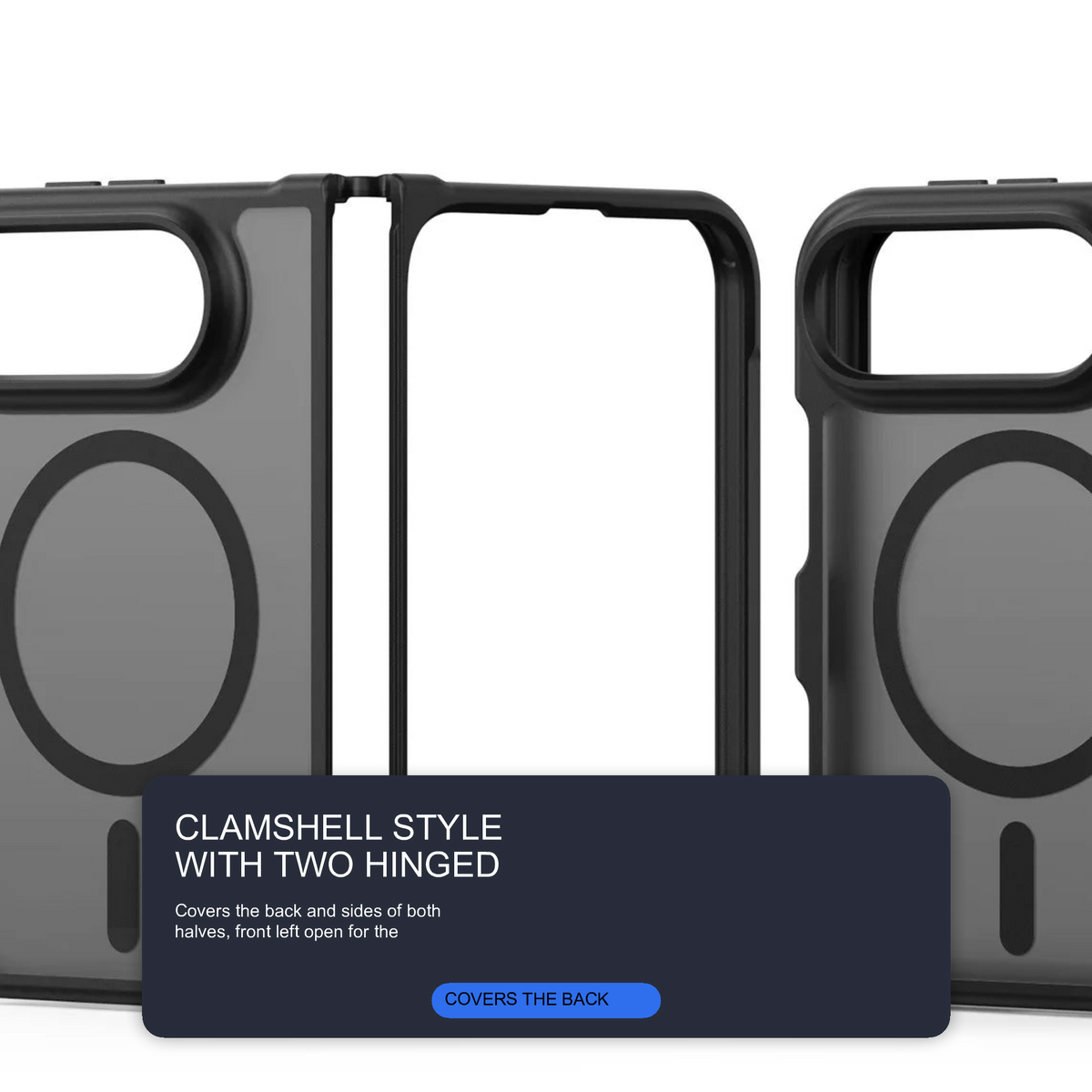 Black Case For iPhone Duo Magnetic Charging Front and Back Clamshell Case Cover FoneFunShop