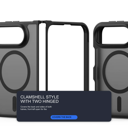 Black Case For iPhone Duo Magnetic Charging Front and Back Clamshell Case Cover FoneFunShop