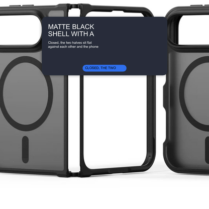 Black Case For iPhone Duo Magnetic Charging Front and Back Clamshell Case Cover FoneFunShop
