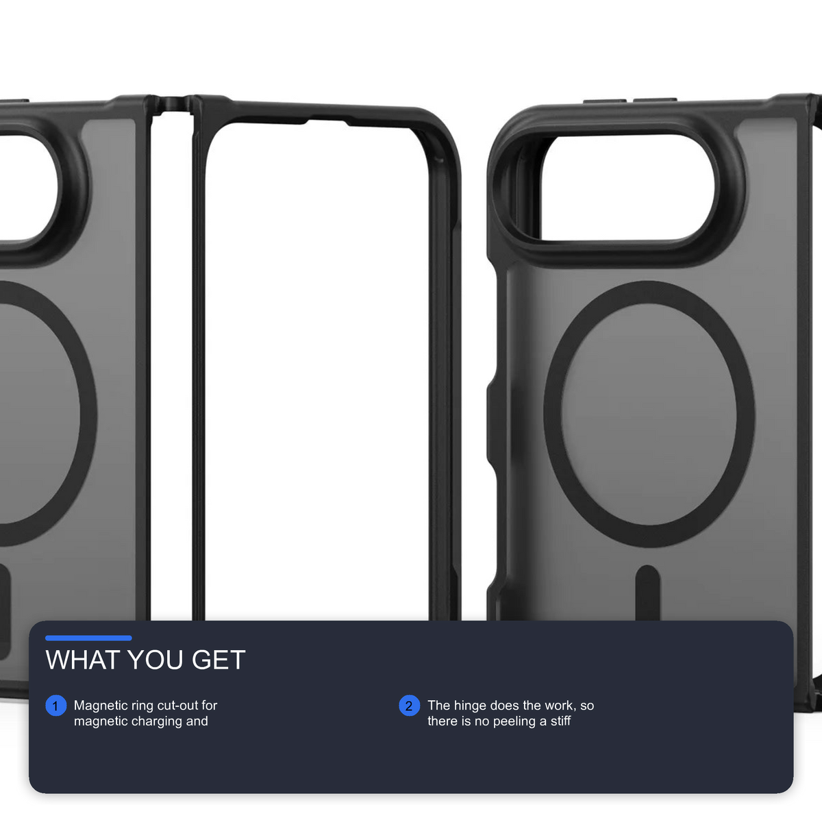 Black Case For iPhone Duo Magnetic Charging Front and Back Clamshell Case Cover FoneFunShop