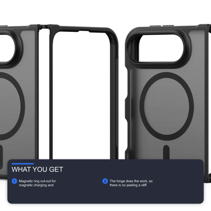 Black Case For iPhone Duo Magnetic Charging Front and Back Clamshell Case Cover FoneFunShop