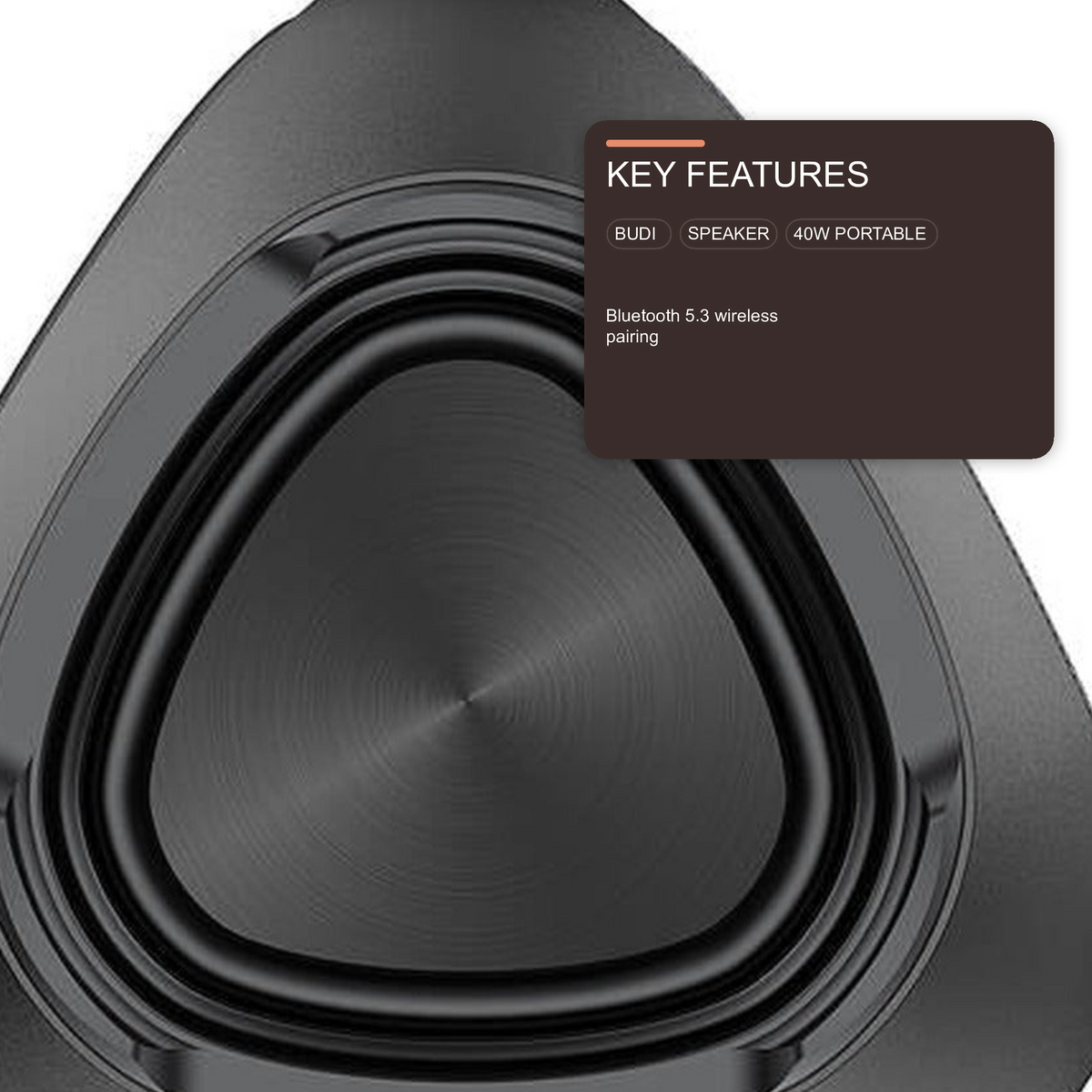 Budi 40W Bluetooth 5.3 Wireless Speaker With LED Black Speaker FoneFunShop