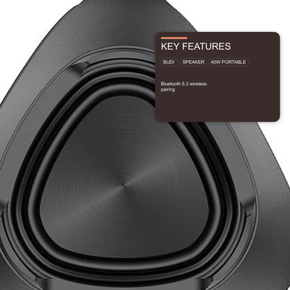 Budi 40W Bluetooth 5.3 Wireless Speaker With LED Black Speaker FoneFunShop
