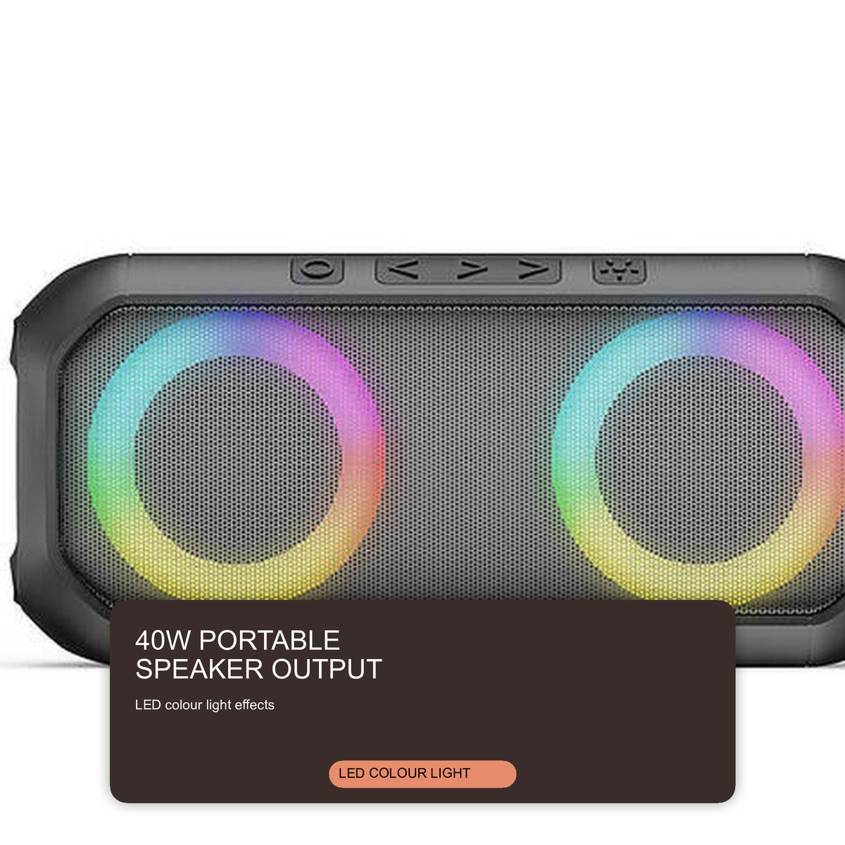 Budi 40W Bluetooth 5.3 Wireless Speaker With LED Black Speaker FoneFunShop