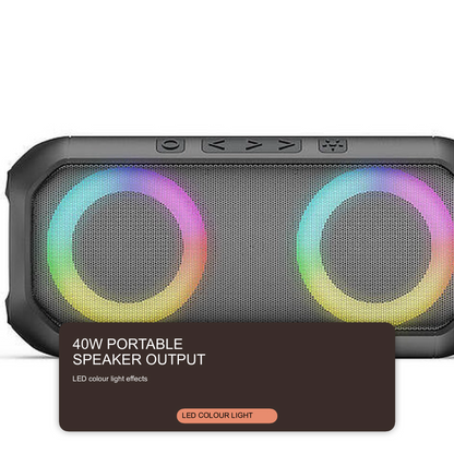 Budi 40W Bluetooth 5.3 Wireless Speaker With LED Black Speaker FoneFunShop