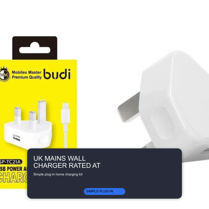 Budi Home Charger 2A With 8Pin Cable White Charger Budi