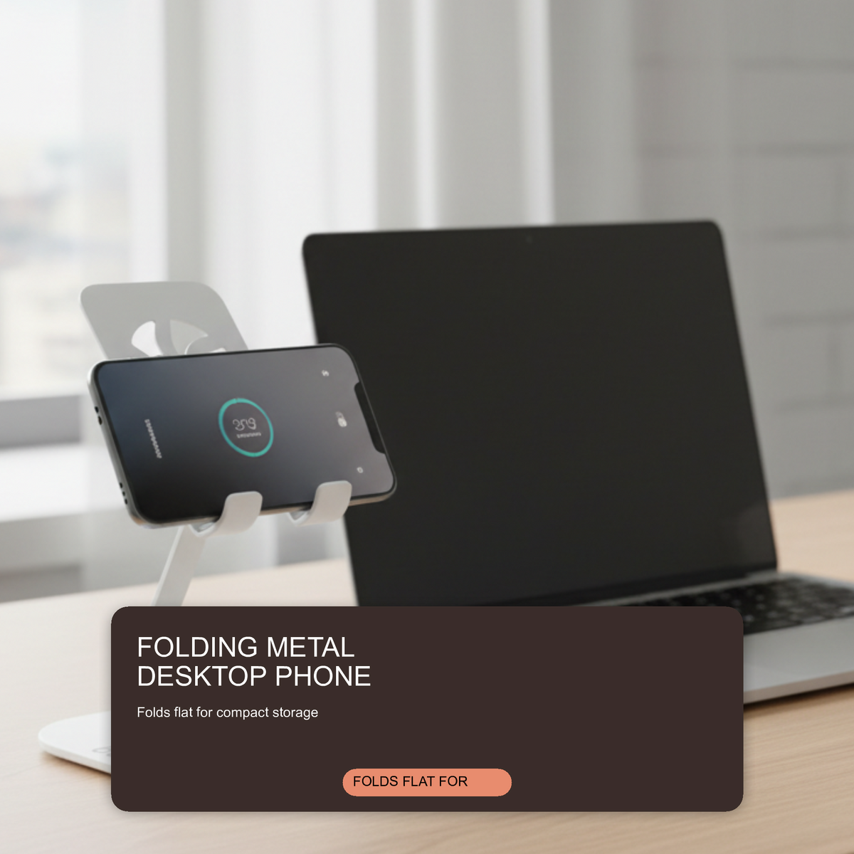Budi Rotation Folding Metal Desktop Phone Holder White Holder Budi