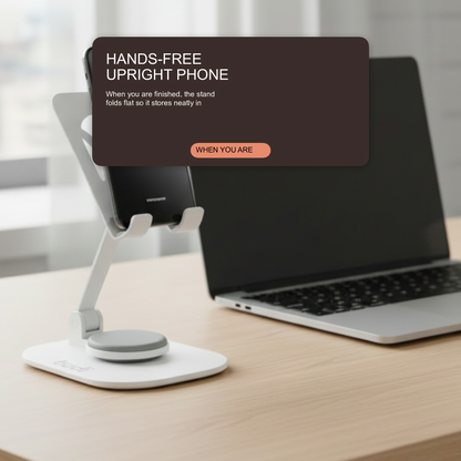 Budi Rotation Folding Metal Desktop Phone Holder White Holder Budi