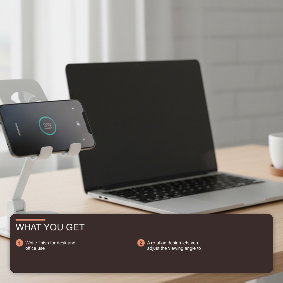 Budi Rotation Folding Metal Desktop Phone Holder White Holder Budi