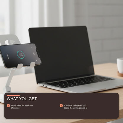 Budi Rotation Folding Metal Desktop Phone Holder White Holder Budi