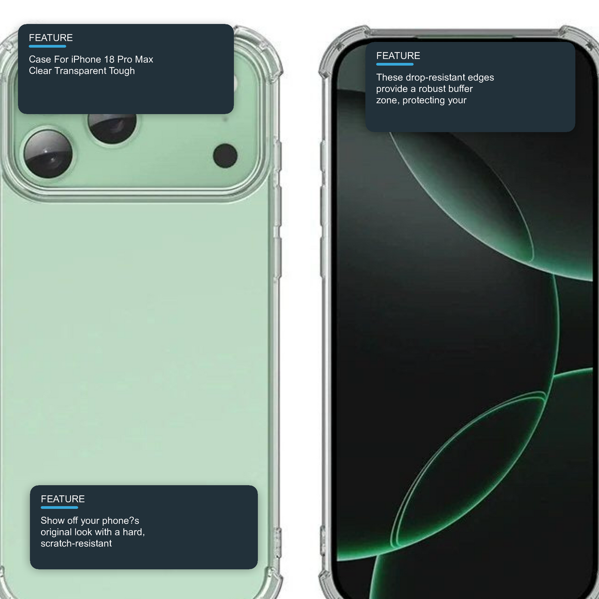 Case For iPhone 18 Pro Max Clear Transparent Tough Shockproof Armoured Case Cover FoneFunShop