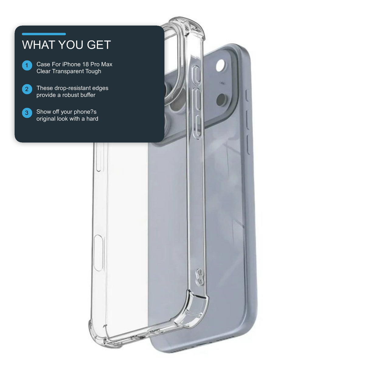 Case For iPhone 18 Pro Max Clear Transparent Tough Shockproof Armoured Case Cover FoneFunShop