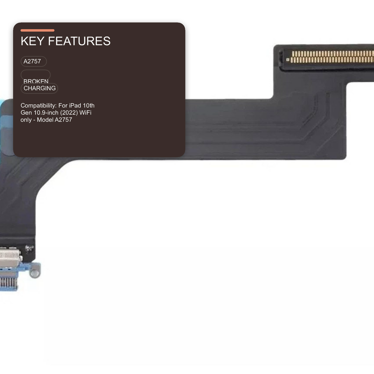 Charging Port Flex Cable For iPad 10th Gen 10.9 (2022) Wifi - White / Silver Charging Port FoneFunShop