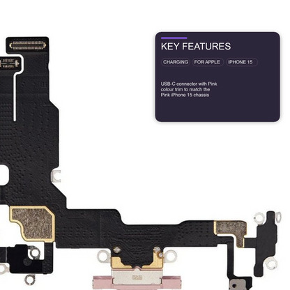 Charging Port for iPhone 15 Pink (OEM Used Pulled Part) Charging Port FoneFunShop