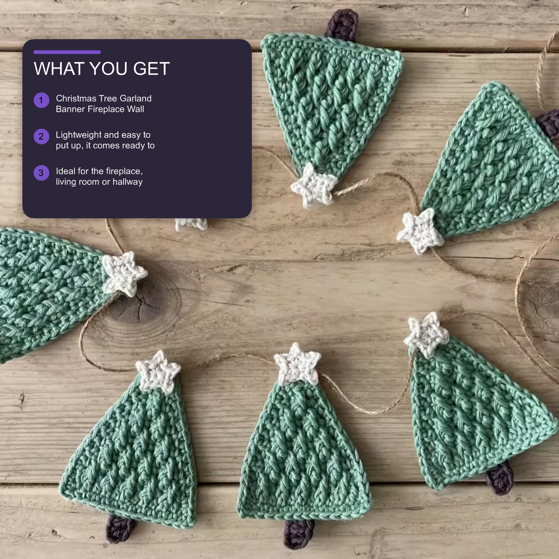 Christmas Tree Garland Banner Fireplace Wall Hanging Home Decoration Christmas FoneFunShop