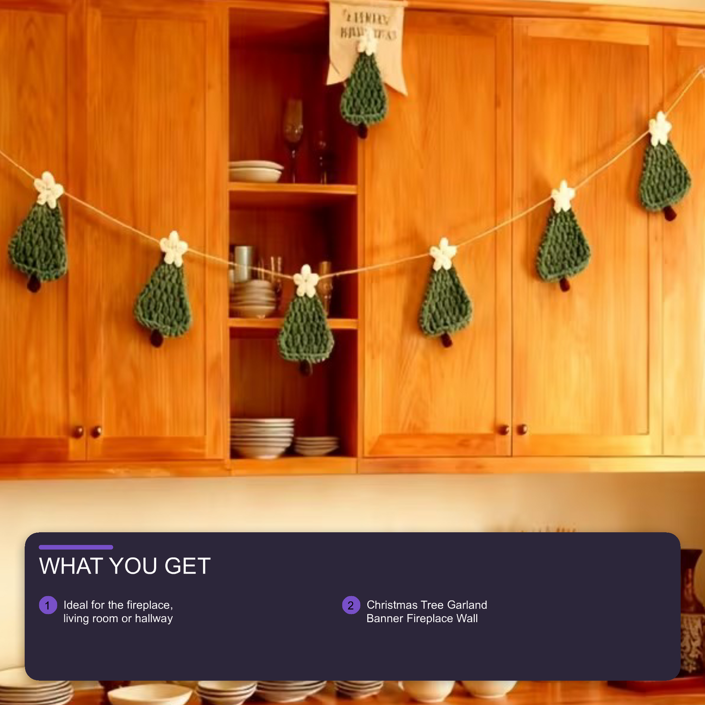 Christmas Tree Garland Banner Fireplace Wall Hanging Home Decoration Christmas FoneFunShop