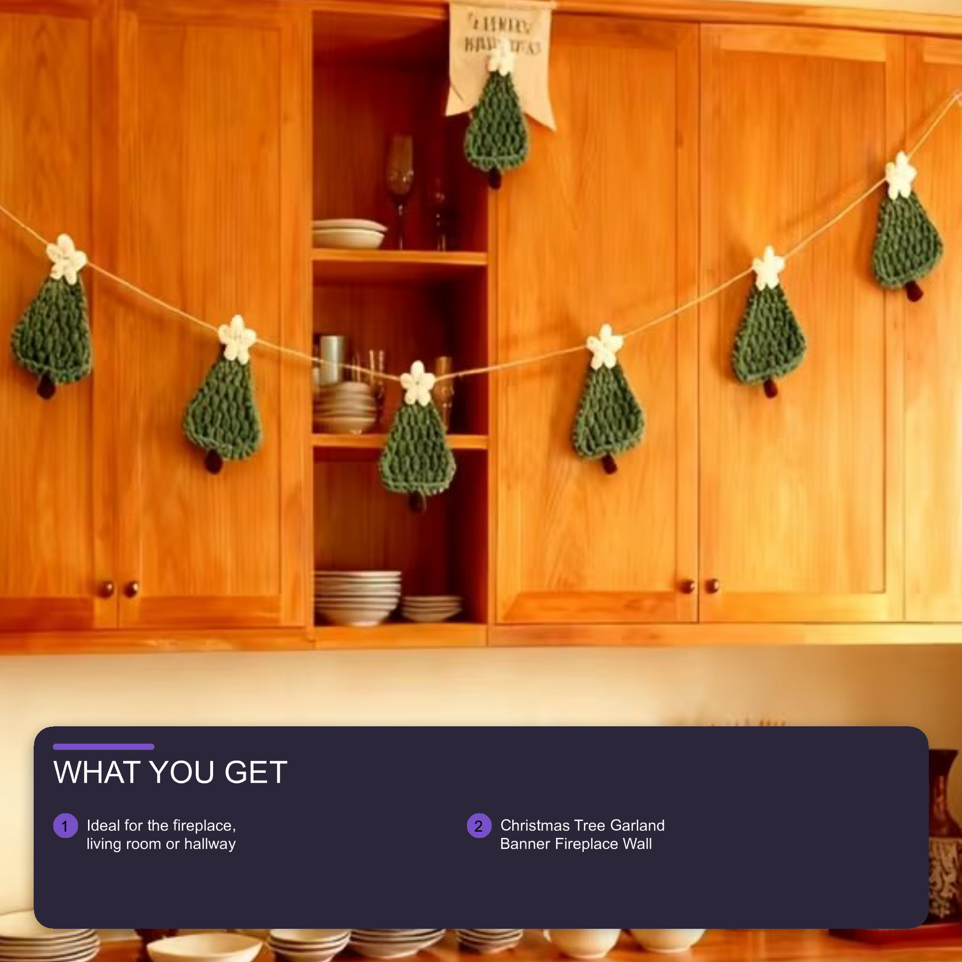 Christmas Tree Garland Banner Fireplace Wall Hanging Home Decoration Christmas FoneFunShop