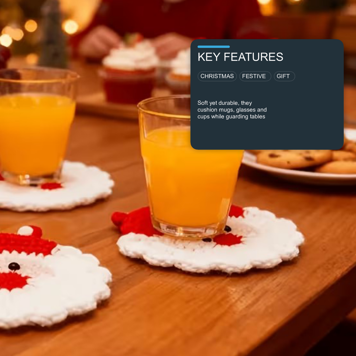 Handmade Crochet Christmas Coasters Holiday Table Decoration Drink Mats - 4PCS Christmas FoneFunShop