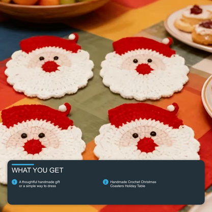 Handmade Crochet Christmas Coasters Holiday Table Decoration Drink Mats - 4PCS Christmas FoneFunShop