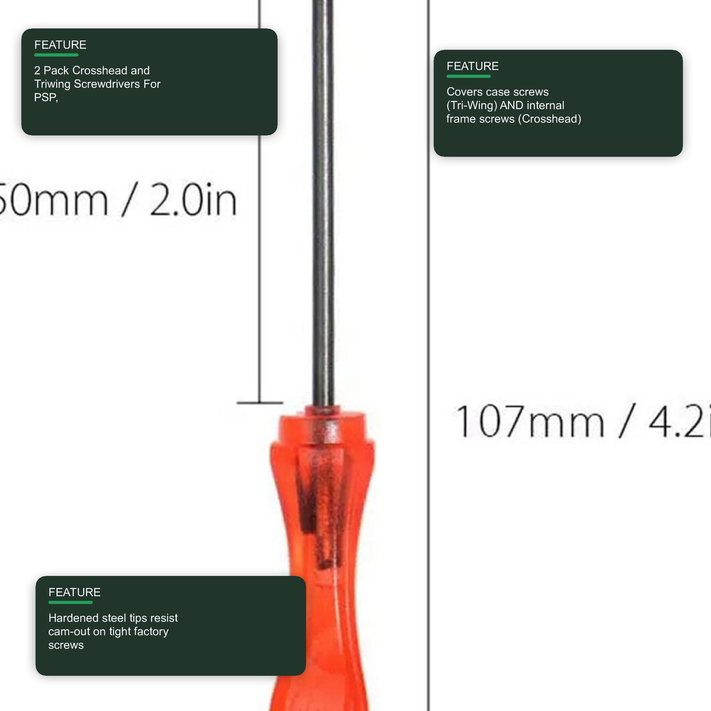 2 Pack Crosshead and Triwing Screwdrivers For PSP, DS Lite, Nintendo Wii, Dsi, NDSL, ND Screwdriver FoneFunShop