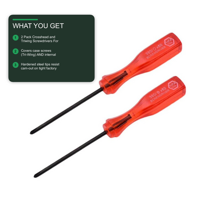 2 Pack Crosshead and Triwing Screwdrivers For PSP, DS Lite, Nintendo Wii, Dsi, NDSL, ND Screwdriver FoneFunShop