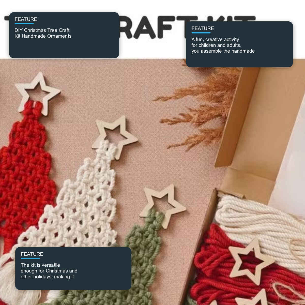 DIY Christmas Tree Craft Kit Handmade Ornaments Hanging Decorations - 3PCS Christmas FoneFunShop