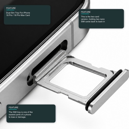 Dual Sim Tray For iPhone 18 Pro / 18 Pro Max Card Holder Silver Sim Tray FoneFunShop