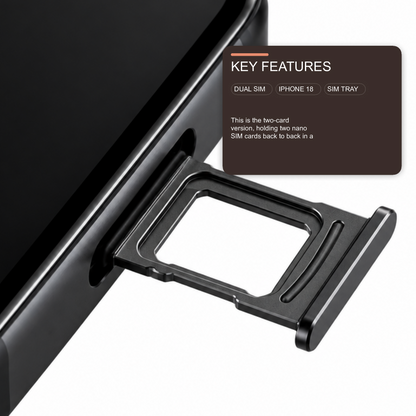 Dual Sim Tray For iPhone 18 Pro / 18 Pro Max Card Holder Black Sim Tray FoneFunShop