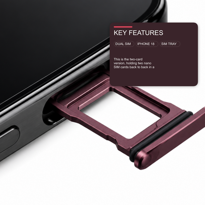 Dual Sim Tray For iPhone 18 Pro / 18 Pro Max Card Holder Burgundy Red Sim Tray FoneFunShop