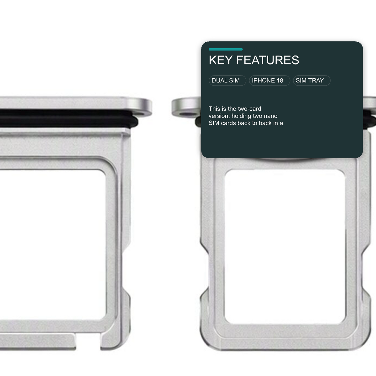 Dual Sim Tray For iPhone 18 Pro / 18 Pro Max Card Holder Silver Sim Tray FoneFunShop
