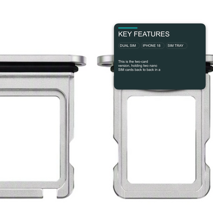 Dual Sim Tray For iPhone 18 Pro / 18 Pro Max Card Holder Silver Sim Tray FoneFunShop
