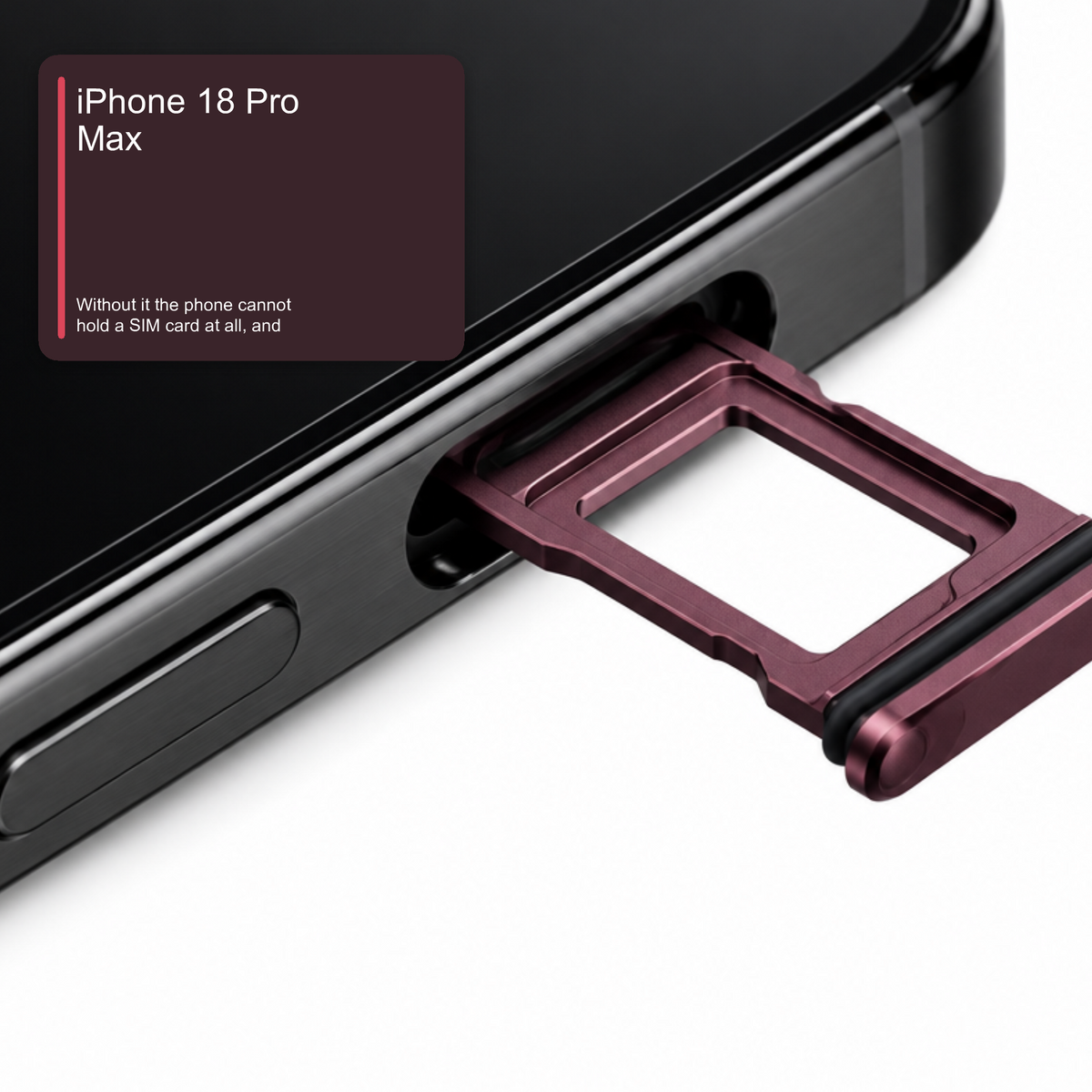 Dual Sim Tray For iPhone 18 Pro / 18 Pro Max Card Holder Burgundy Red Sim Tray FoneFunShop