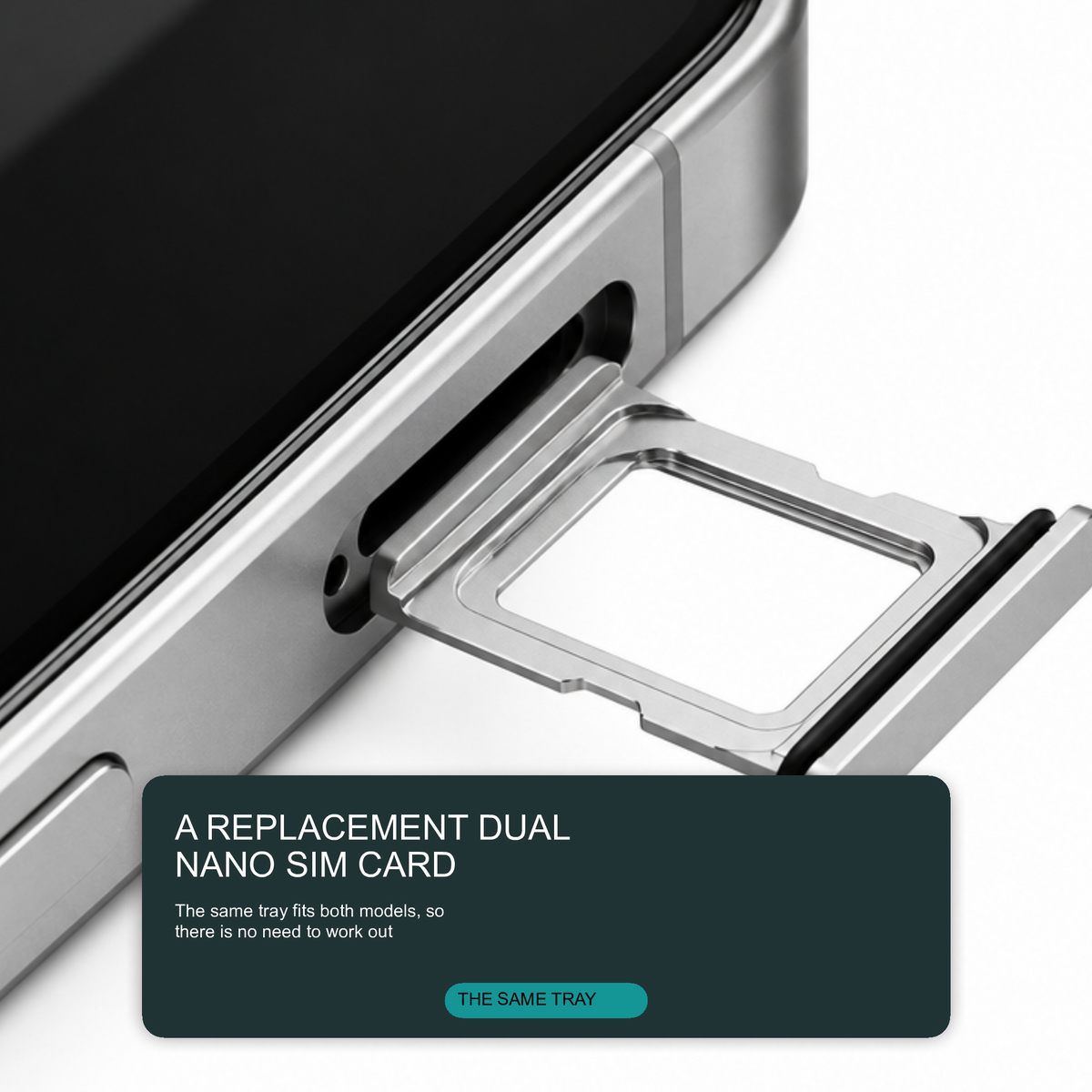 Dual Sim Tray For iPhone 18 Pro / 18 Pro Max Card Holder Silver Sim Tray FoneFunShop