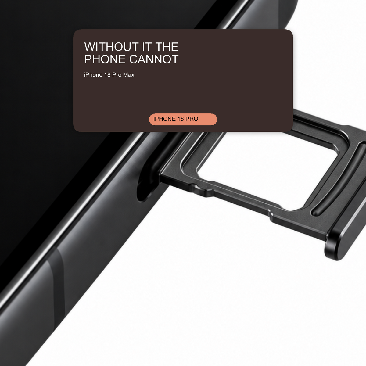 Dual Sim Tray For iPhone 18 Pro / 18 Pro Max Card Holder Black Sim Tray FoneFunShop