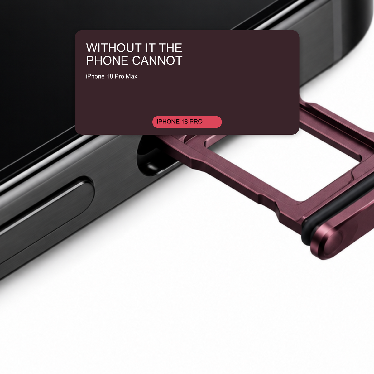 Dual Sim Tray For iPhone 18 Pro / 18 Pro Max Card Holder Burgundy Red Sim Tray FoneFunShop