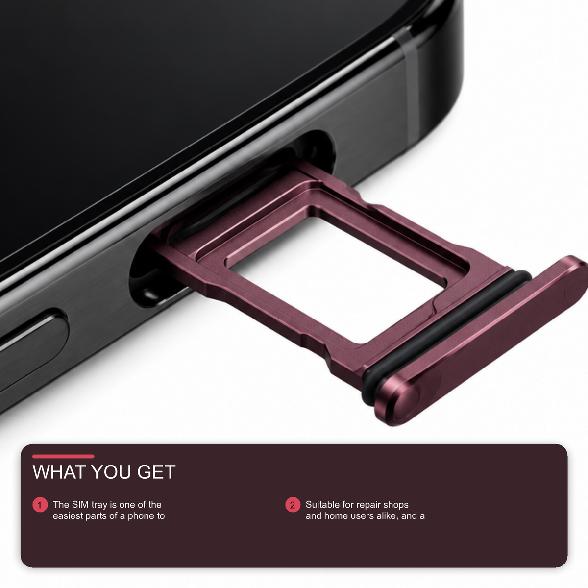 Dual Sim Tray For iPhone 18 Pro / 18 Pro Max Card Holder Burgundy Red Sim Tray FoneFunShop