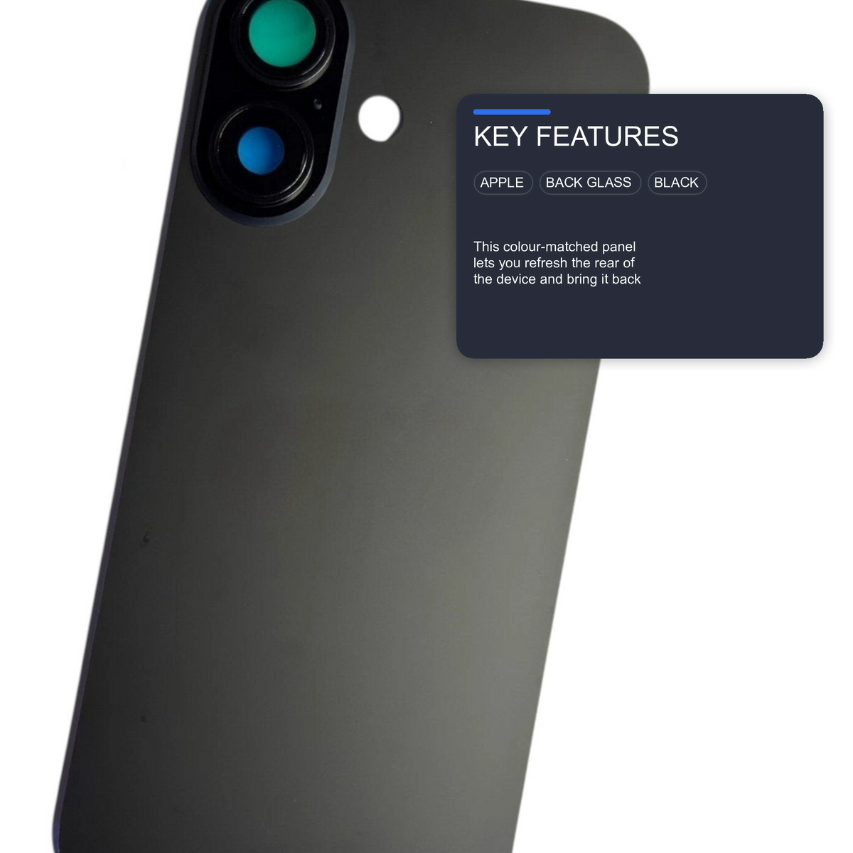 Glass Back For iPhone 17 Black Plain Without Logo Rear Glass FoneFunShop