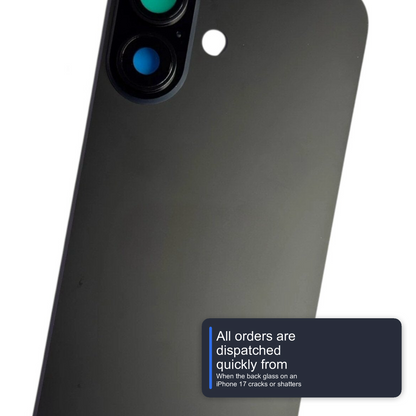 Glass Back For iPhone 17 Black Plain Without Logo Rear Glass FoneFunShop