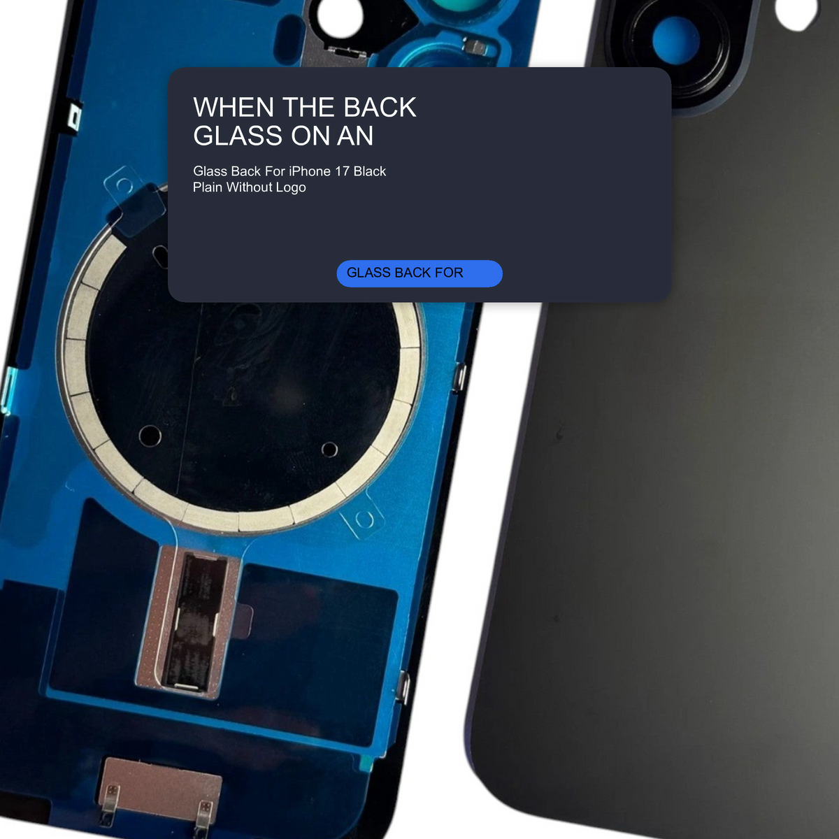 Glass Back For iPhone 17 Black Plain Without Logo Rear Glass FoneFunShop